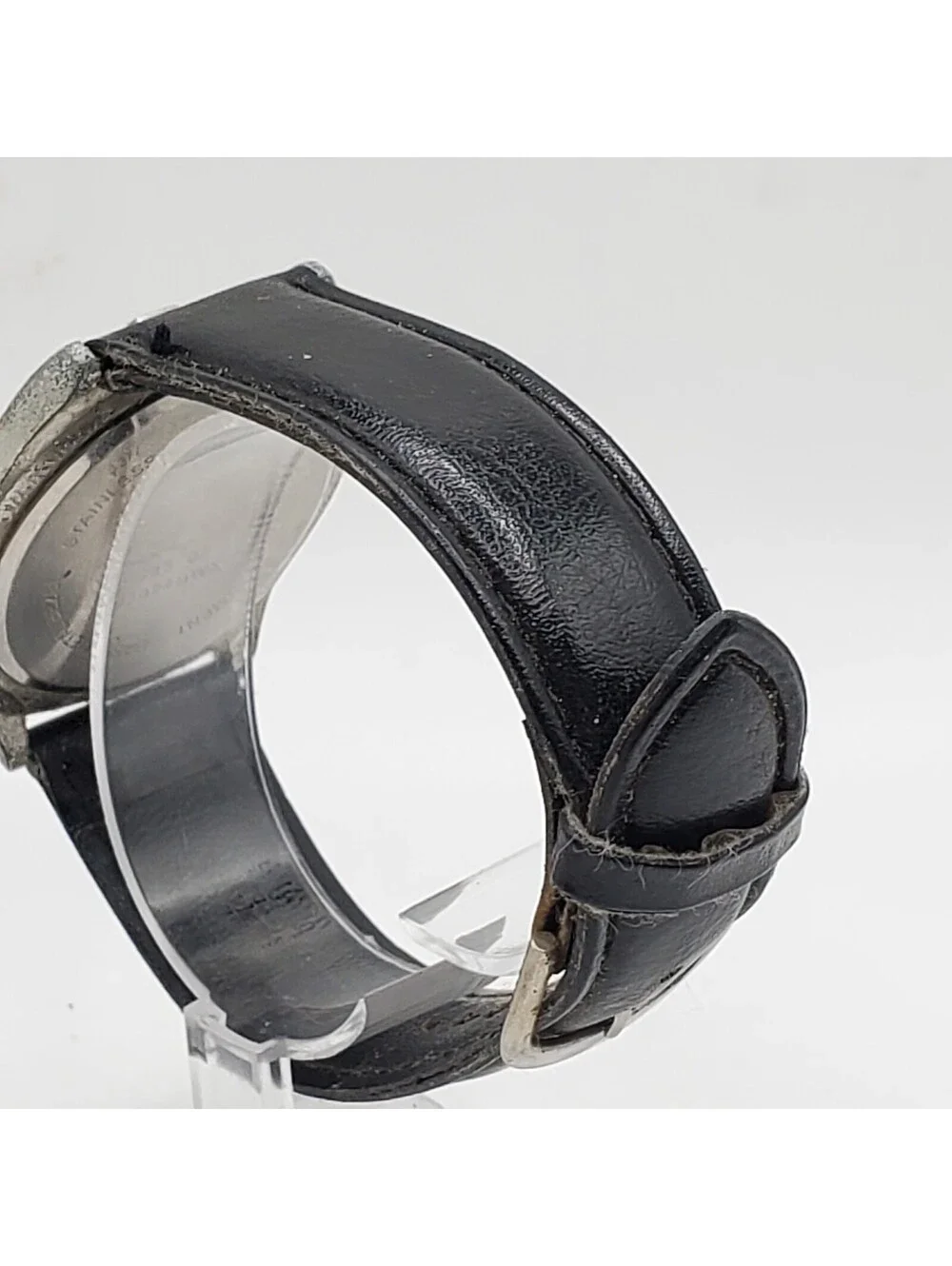 LTD Quartz Watch Mens 40mm Silver Tone Black Band New Battery